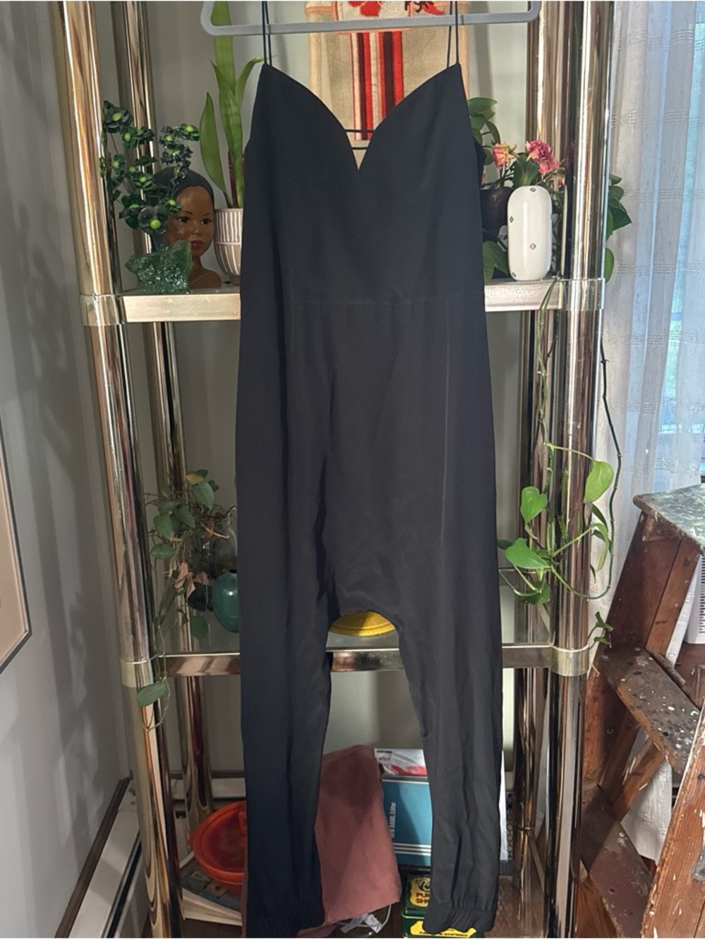 COS Black Spaghetti-Strap Jumpsuit with V-Neck